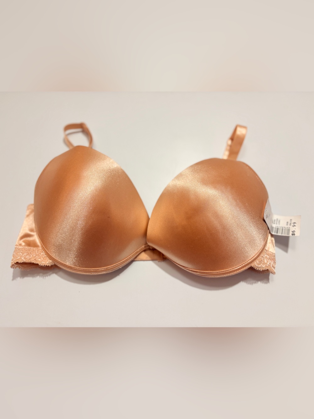 Frederick's of Hollywood Shimmery Peach Satin Push-Up Bra